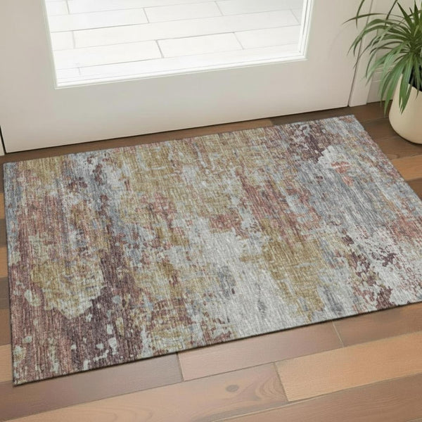 HomeRoots 5' X 8' Denim Blue Geometric Washable Area Rug with UV Protection - Perfect for Family Living Spaces! 710606
