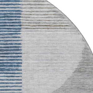 HomeRoots 8' X 10' Stylish Denim Blue, Ivory & Gray Geometric Washable Area Rug with UV Protection & Durability 710608