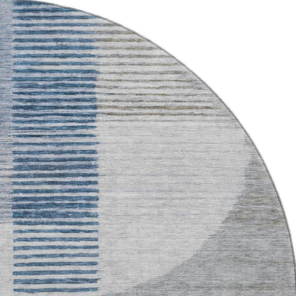 HomeRoots 8' X 10' Stylish Denim Blue, Ivory & Gray Geometric Washable Area Rug with UV Protection & Durability 710608