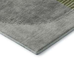 HomeRoots 5' X 8' Olive Green Gray Ivory Geometric Area Rug – Washable, UV-Protected & Stain-Resistant! 710612