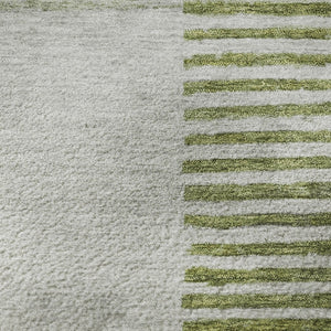 HomeRoots 5' X 8' Olive Green Gray Ivory Geometric Area Rug – Washable, UV-Protected & Stain-Resistant! 710612