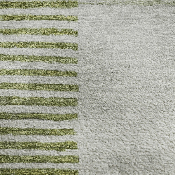 HomeRoots 5' X 8' Olive Green Gray Ivory Geometric Area Rug – Washable, UV-Protected & Stain-Resistant! 710612