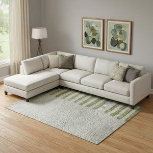 HomeRoots 10' X 14' Stylish Olive Green Gray Ivory Geometric Washable Area Rug with UV Protection & Durability 710616