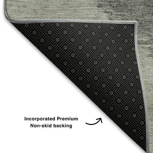 HomeRoots 10' X 14' Stylish Olive Green Gray Ivory Geometric Washable Area Rug with UV Protection & Durability 710616