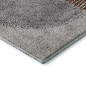 HomeRoots 8' Modern Taupe Ivory Rust Geometric Washable Round Rug - UV Protected, Stain Resistant & Durable 710625