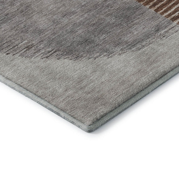 HomeRoots 8' Modern Taupe Ivory Rust Geometric Washable Round Rug - UV Protected, Stain Resistant & Durable 710625