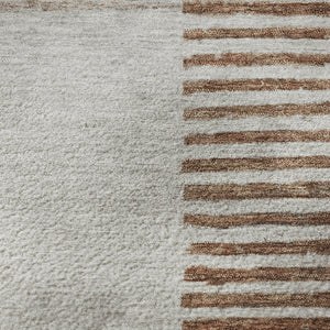 HomeRoots 8' Modern Taupe Ivory Rust Geometric Washable Round Rug - UV Protected, Stain Resistant & Durable 710625