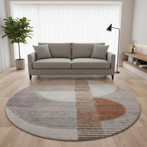 HomeRoots 8' X 10' Stylish Taupe Ivory Rust Geometric Area Rug – Washable, UV Protected & Ideal for High-Traffic Spaces 710626