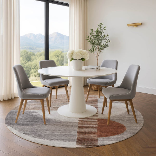 HomeRoots 8' X 10' Stylish Taupe Ivory Rust Geometric Area Rug – Washable, UV Protected & Ideal for High-Traffic Spaces 710626