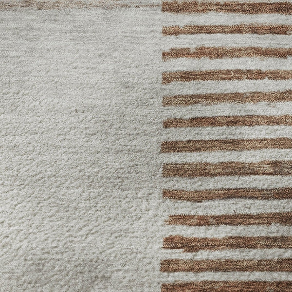 HomeRoots 8' X 10' Stylish Taupe Ivory Rust Geometric Area Rug – Washable, UV Protected & Ideal for High-Traffic Spaces 710626