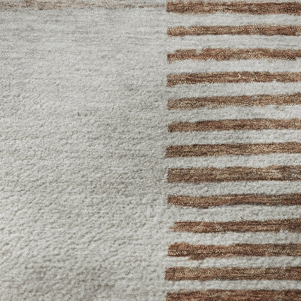 HomeRoots 9' X 12' Taupe Ivory Rust Geometric Area Rug - Durable, Washable, UV Protected for Modern Homes 710627