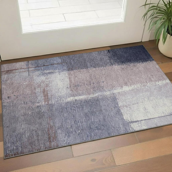 HomeRoots 5' X 8' Abstract Lavender Gray and Ivory Area Rug - Washable, UV Protected, Pet-Friendly Design! 710630