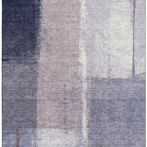 HomeRoots 8' Modern Abstract Lavender Gray & Ivory Washable Round Rug with UV Protection for Busy Homes 710631