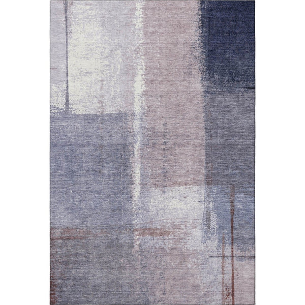 HomeRoots 8' Modern Abstract Lavender Gray & Ivory Washable Round Rug with UV Protection for Busy Homes 710631