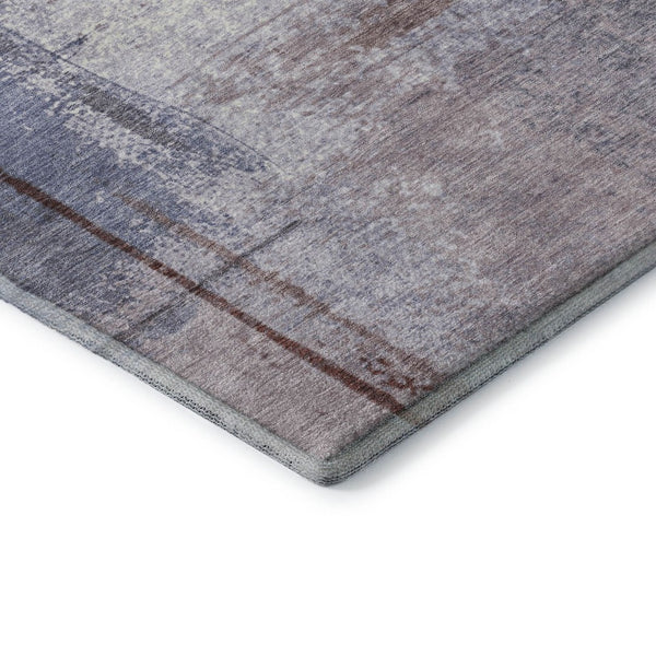 HomeRoots 10' X 14' Contemporary Abstract Area Rug in Soft Lavender Gray and Ivory – Washable & UV Resistant 710634