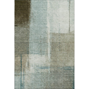 HomeRoots 8' Pale Aqua Beige Ivory Abstract Round Rug - Washable, UV-Protected, Non-Slip, Kid & Pet Friendly 710637