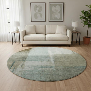 HomeRoots 8' X 10' Modern Abstract Area Rug in Pale Aqua, Beige & Ivory – Washable, UV Protected & Non-Slip 710638