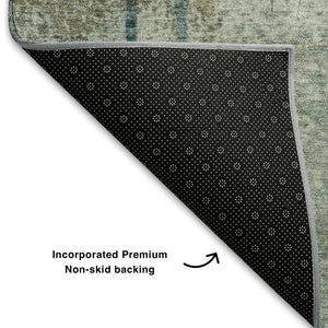 HomeRoots 8' X 10' Modern Abstract Area Rug in Pale Aqua, Beige & Ivory – Washable, UV Protected & Non-Slip 710638