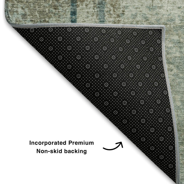 HomeRoots 8' X 10' Modern Abstract Area Rug in Pale Aqua, Beige & Ivory – Washable, UV Protected & Non-Slip 710638