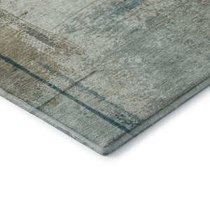 HomeRoots 8' X 10' Modern Abstract Area Rug in Pale Aqua, Beige & Ivory – Washable, UV Protected & Non-Slip 710638