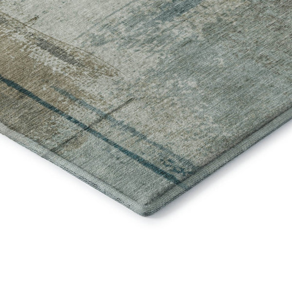 HomeRoots 8' X 10' Modern Abstract Area Rug in Pale Aqua, Beige & Ivory – Washable, UV Protected & Non-Slip 710638