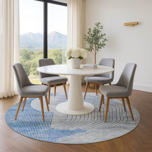 HomeRoots 8' X 10' Blue and Gray Geometric Washable Area Rug - Durable, Stylish, UV Protected for Busy Homes 710644