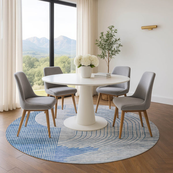 HomeRoots 8' X 10' Blue and Gray Geometric Washable Area Rug - Durable, Stylish, UV Protected for Busy Homes 710644