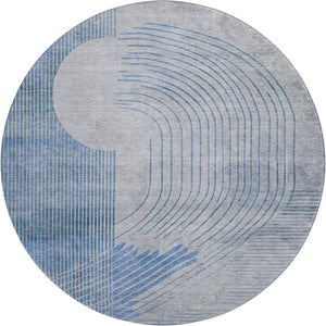 HomeRoots 8' X 10' Blue and Gray Geometric Washable Area Rug - Durable, Stylish, UV Protected for Busy Homes 710644