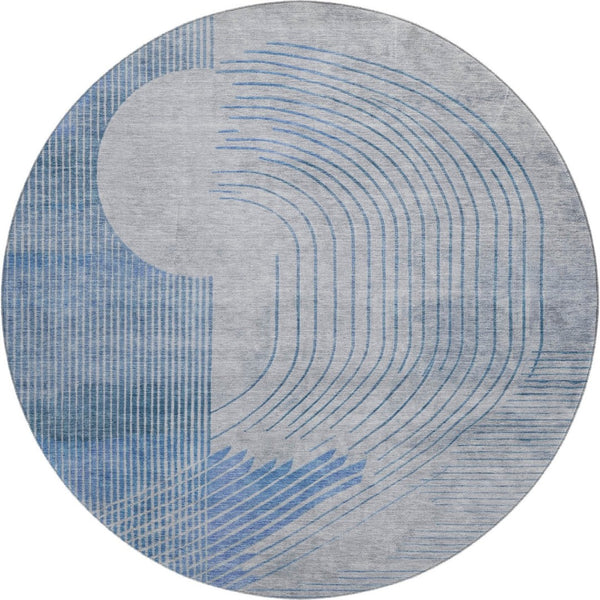 HomeRoots 8' X 10' Blue and Gray Geometric Washable Area Rug - Durable, Stylish, UV Protected for Busy Homes 710644