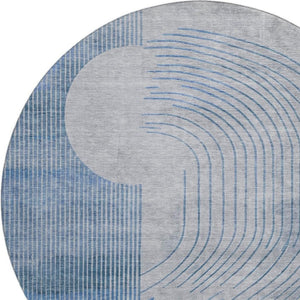 HomeRoots 8' X 10' Blue and Gray Geometric Washable Area Rug - Durable, Stylish, UV Protected for Busy Homes 710644
