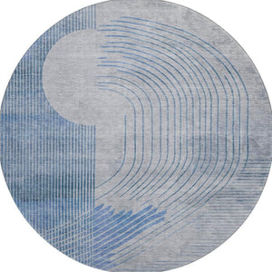 HomeRoots 8' X 10' Blue and Gray Geometric Washable Area Rug - Durable, Stylish, UV Protected for Busy Homes 710644