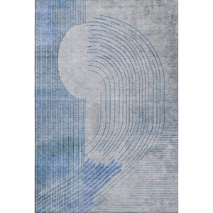 HomeRoots 9' X 12' Stylish Blue & Gray Geometric Area Rug - Washable, UV-Protected, Non-Slip for Homes 710645