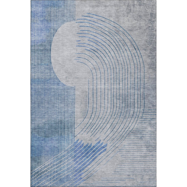 HomeRoots 9' X 12' Stylish Blue & Gray Geometric Area Rug - Washable, UV-Protected, Non-Slip for Homes 710645