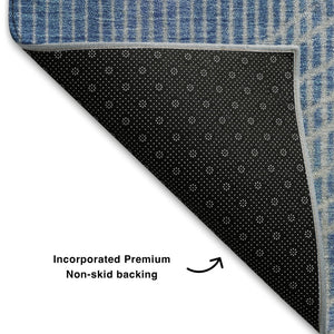 HomeRoots 9' X 12' Stylish Blue & Gray Geometric Area Rug - Washable, UV-Protected, Non-Slip for Homes 710645