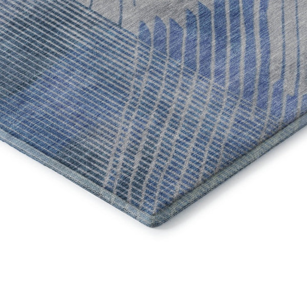 HomeRoots 9' X 12' Stylish Blue & Gray Geometric Area Rug - Washable, UV-Protected, Non-Slip for Homes 710645