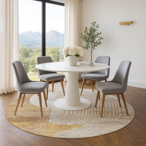 HomeRoots 8' X 10' Gold and Beige Geometric Washable Area Rug – Stylish, Stain-Resistant, UV Protected Design 710650
