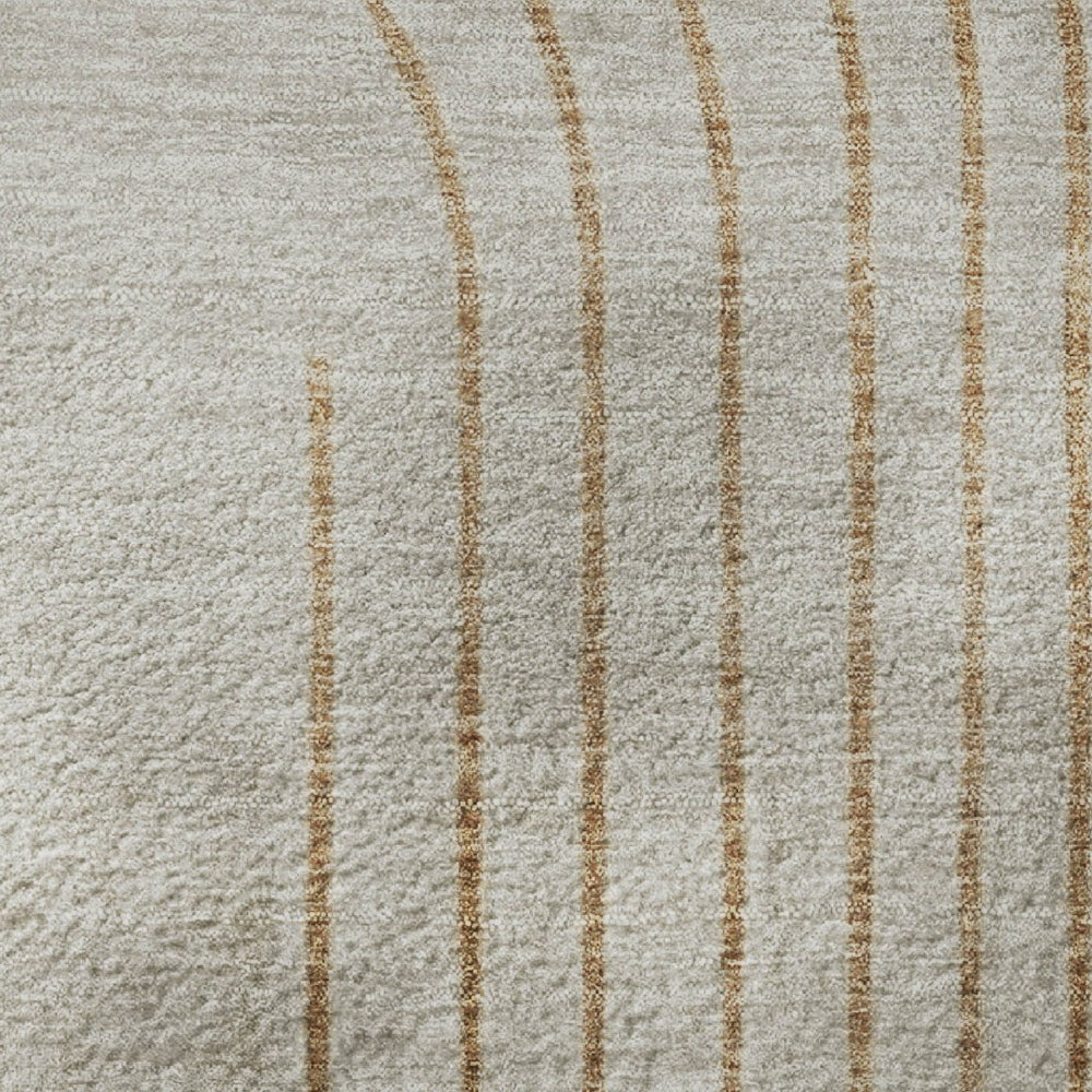 HomeRoots 9' X 12' Gold & Beige Geometric Area Rug - Durable, Washable, UV Protected for Family Spaces 710651