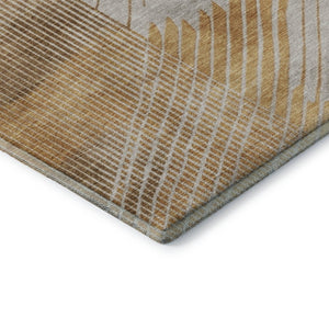 HomeRoots 10' X 14' Gold And Beige Geometric Area Rug - Washable, UV Resistant, Perfect for High-Traffic Spaces 710652