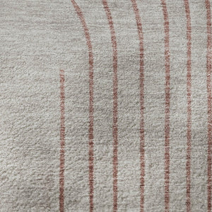HomeRoots 8' Salmon and Beige Geometric Washable Round Rug - Stylish, Durable, UV-Protected, Non-Slip Design 710655