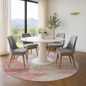 HomeRoots 8' X 10' Salmon & Beige Geometric Area Rug - Washable, UV Protected, Durable for High-Traffic Homes 710656