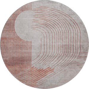 HomeRoots 8' X 10' Salmon & Beige Geometric Area Rug - Washable, UV Protected, Durable for High-Traffic Homes 710656