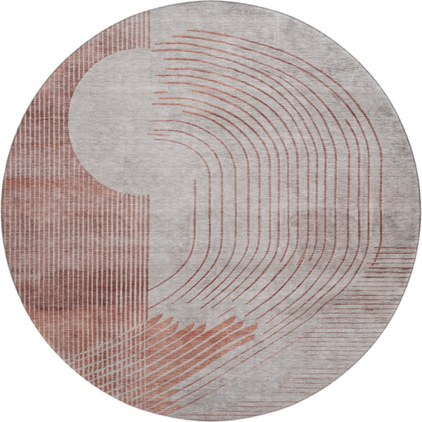 HomeRoots 8' X 10' Salmon & Beige Geometric Area Rug - Washable, UV Protected, Durable for High-Traffic Homes 710656
