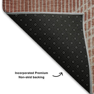 HomeRoots 8' X 10' Salmon & Beige Geometric Area Rug - Washable, UV Protected, Durable for High-Traffic Homes 710656