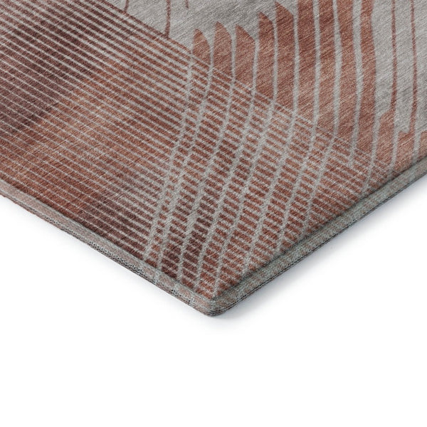 HomeRoots 8' X 10' Salmon & Beige Geometric Area Rug - Washable, UV Protected, Durable for High-Traffic Homes 710656