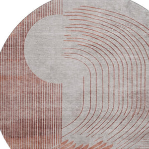 HomeRoots 8' X 10' Salmon & Beige Geometric Area Rug - Washable, UV Protected, Durable for High-Traffic Homes 710656