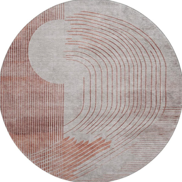 HomeRoots 8' X 10' Salmon & Beige Geometric Area Rug - Washable, UV Protected, Durable for High-Traffic Homes 710656