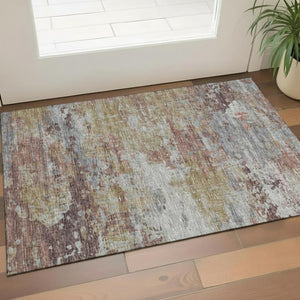 HomeRoots 5' X 8' Teal and Beige Geometric Area Rug - Washable, UV-Protected, Perfect for High-Traffic Spaces 710660