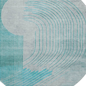 HomeRoots 8' X 10' Teal & Beige Geometric Washable Area Rug – Durable, UV-Protected, Perfect for Busy Homes! 710662