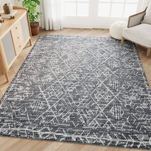 HomeRoots 8' X 10' Green & Off-White Tribal Distressed Area Rug - Durable, Stylish, Low-Maintenance for Any Room 710667