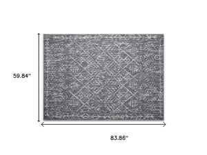 HomeRoots 8' X 10' Green & Off-White Tribal Distressed Area Rug - Durable, Stylish, Low-Maintenance for Any Room 710667